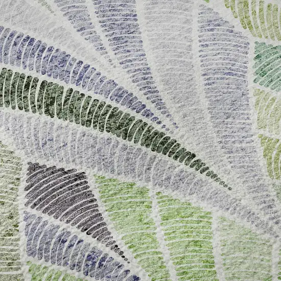 Green Purple And Ivory Geometric Washable Area Rug With UV Protection Photo 7
