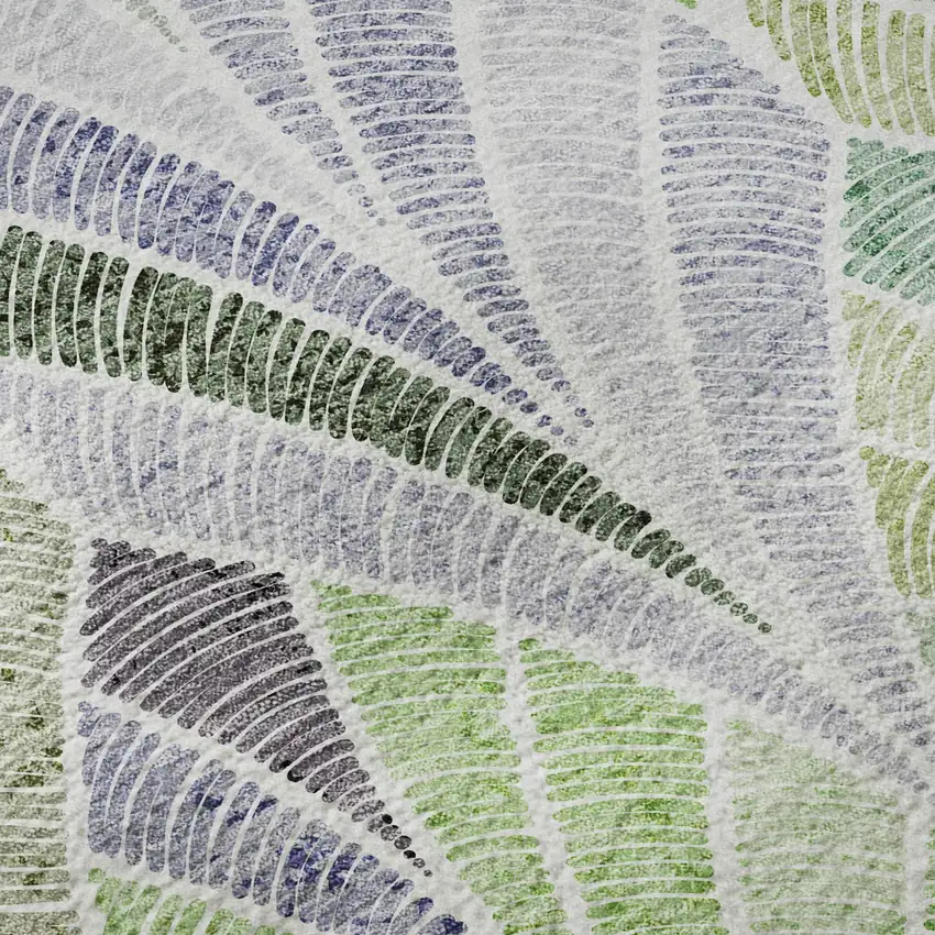 Green Purple And Ivory Geometric Washable Area Rug With UV Protection Photo 7