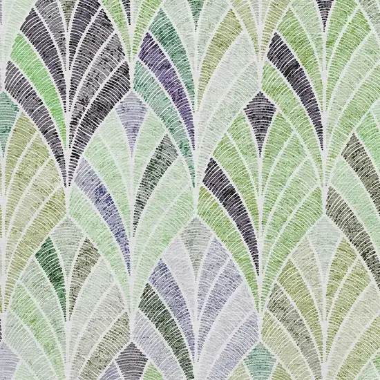 Green Purple And Ivory Geometric Washable Area Rug With UV Protection Photo 3
