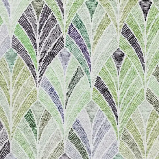Green Purple And Ivory Geometric Washable Area Rug With UV Protection Photo 4