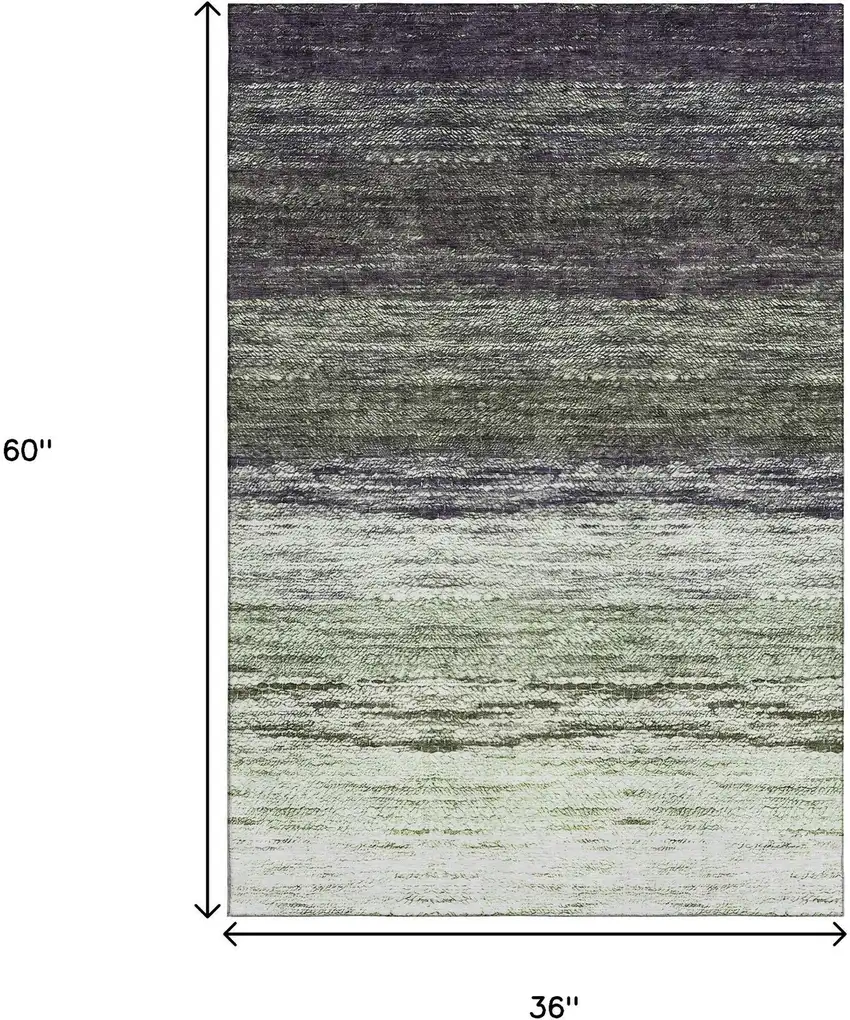 Green Purple And Ivory Ombre Washable Area Rug With UV Protection Photo 3