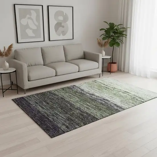 Green Purple And Ivory Ombre Washable Area Rug With UV Protection Photo 2