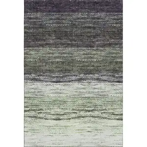 Photo of Green Purple And Ivory Ombre Washable Area Rug With UV Protection