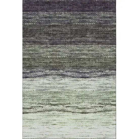 Green Purple And Ivory Ombre Washable Area Rug With UV Protection Photo 4