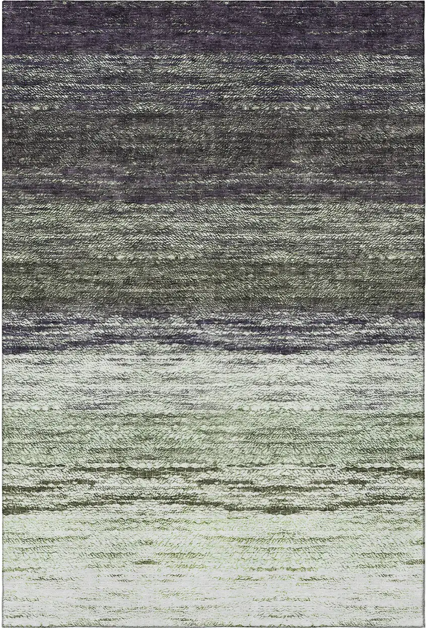Green Purple And Ivory Ombre Washable Area Rug With UV Protection Photo 4