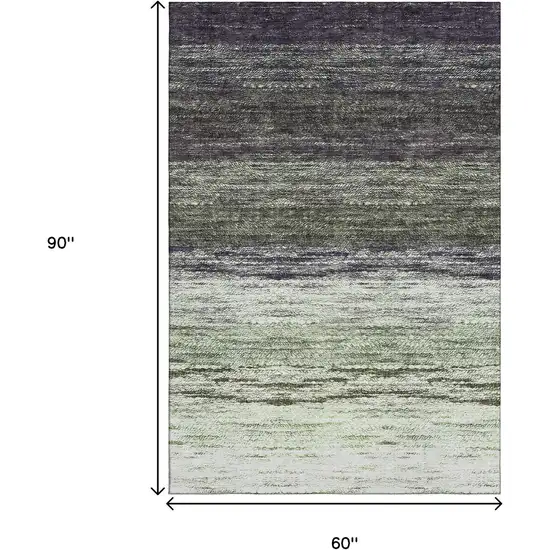 Green Purple And Ivory Ombre Washable Area Rug With UV Protection Photo 3