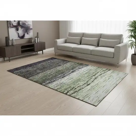 Green Purple And Ivory Ombre Washable Area Rug With UV Protection Photo 2