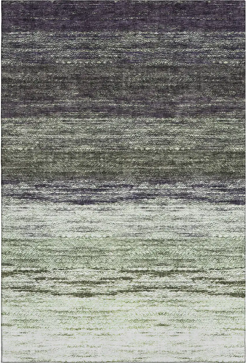 Green Purple And Ivory Ombre Washable Area Rug With UV Protection Photo 1