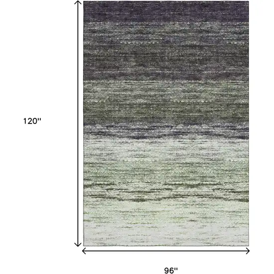 Green Purple And Ivory Ombre Washable Area Rug With UV Protection Photo 3