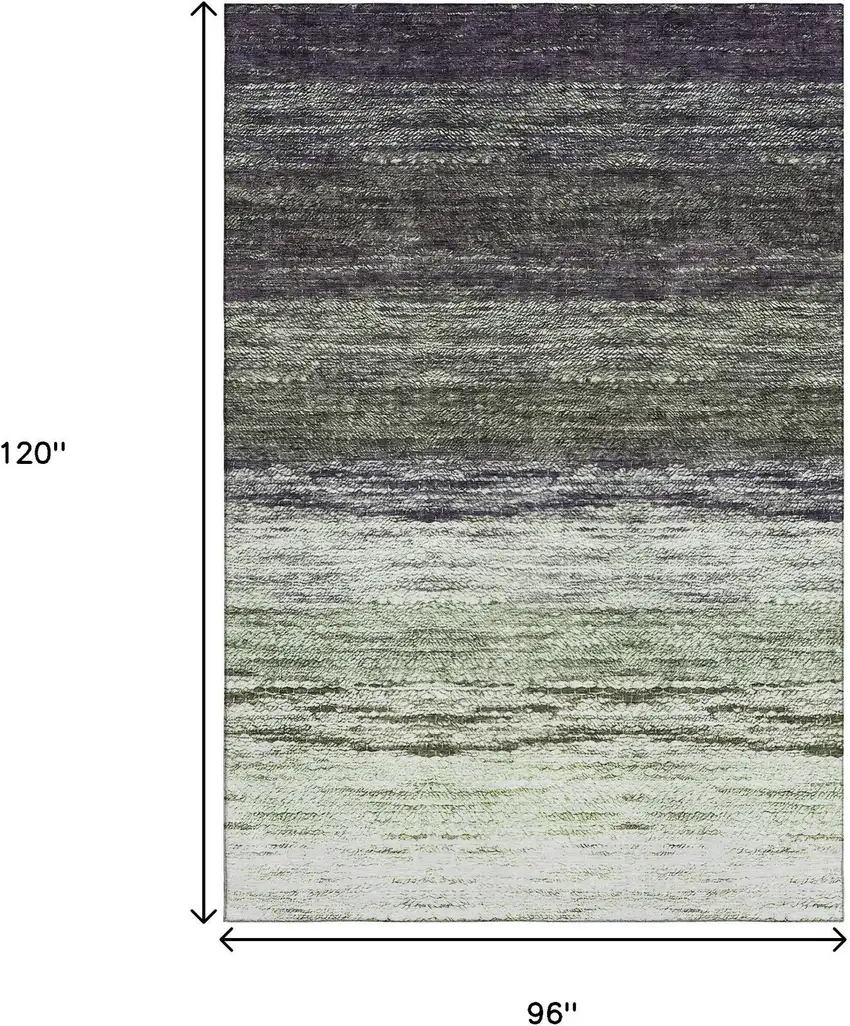 Green Purple And Ivory Ombre Washable Area Rug With UV Protection Photo 3