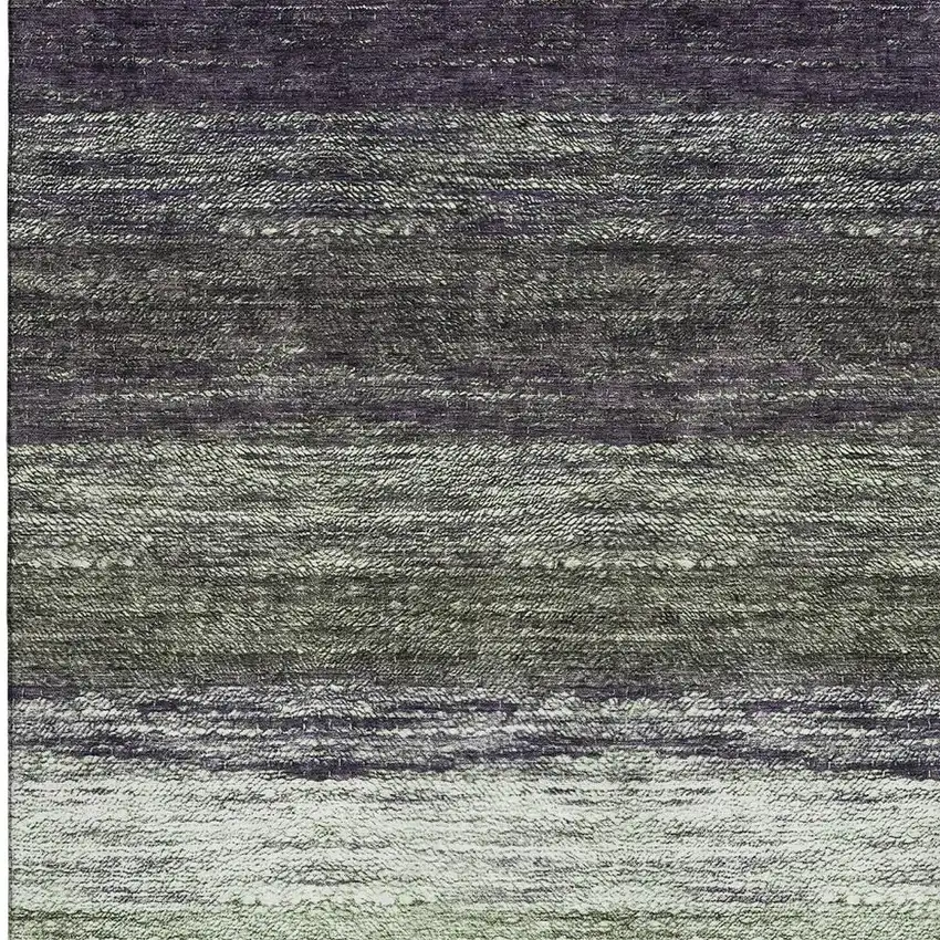 Green Purple And Ivory Ombre Washable Area Rug With UV Protection Photo 3