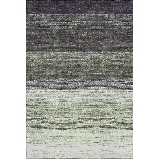 Green Purple And Ivory Ombre Washable Area Rug With UV Protection Photo 1