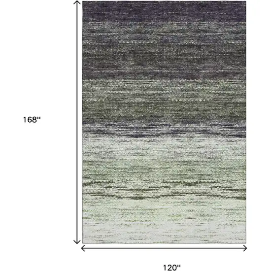 Green Purple And Ivory Ombre Washable Area Rug With UV Protection Photo 3