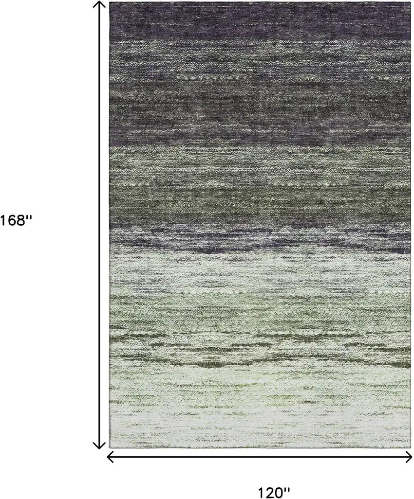 Green Purple And Ivory Ombre Washable Area Rug With UV Protection Photo 3
