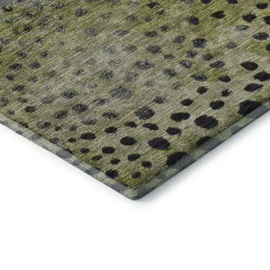 Green Purple And Ivory Polka Dot Washable Area Rug With UV Protection Photo 6