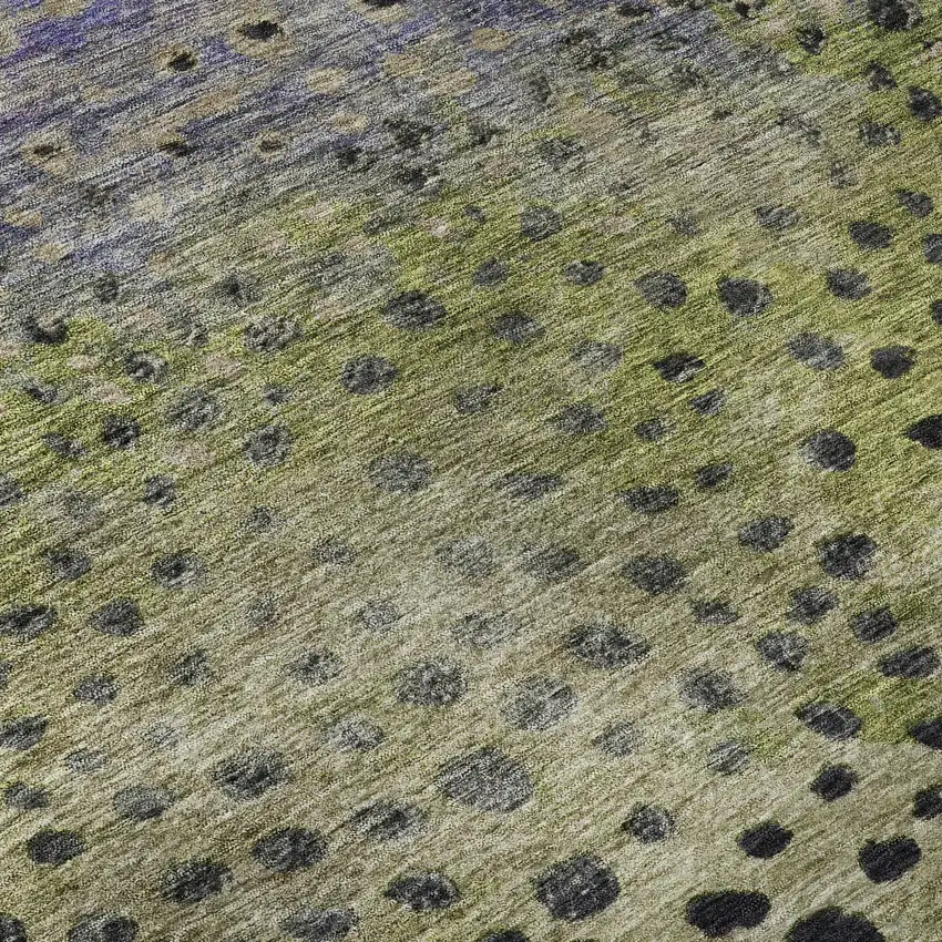 Green Purple And Ivory Polka Dot Washable Area Rug With UV Protection Photo 7