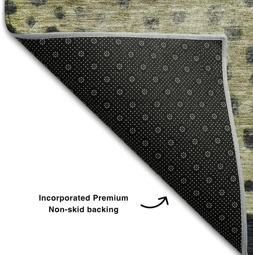 Green Purple And Ivory Polka Dot Washable Area Rug With UV Protection Photo 4