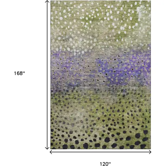 Green Purple And Ivory Polka Dot Washable Area Rug With UV Protection Photo 9