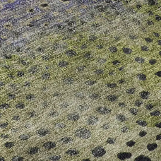 Green Purple And Ivory Polka Dot Washable Area Rug With UV Protection Photo 8