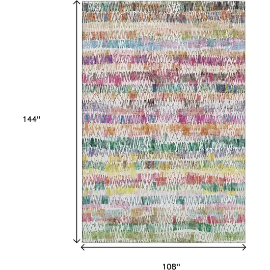 Green Purple And Orange Striped Washable Area Rug With UV Protection Photo 3