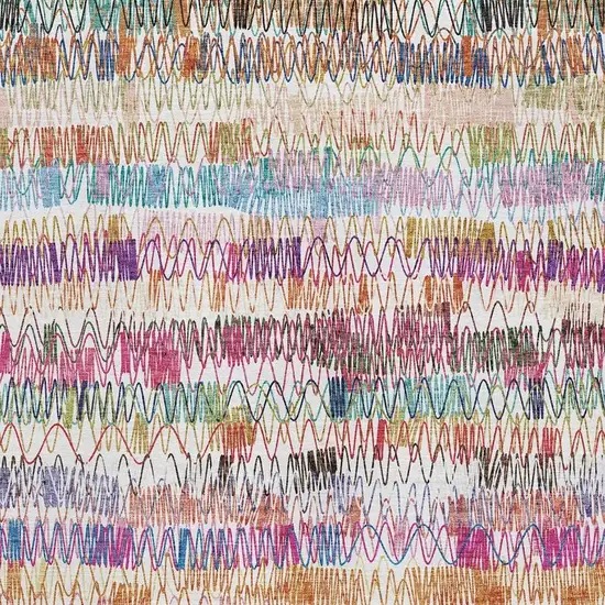 Green Purple And Orange Striped Washable Area Rug With UV Protection Photo 3