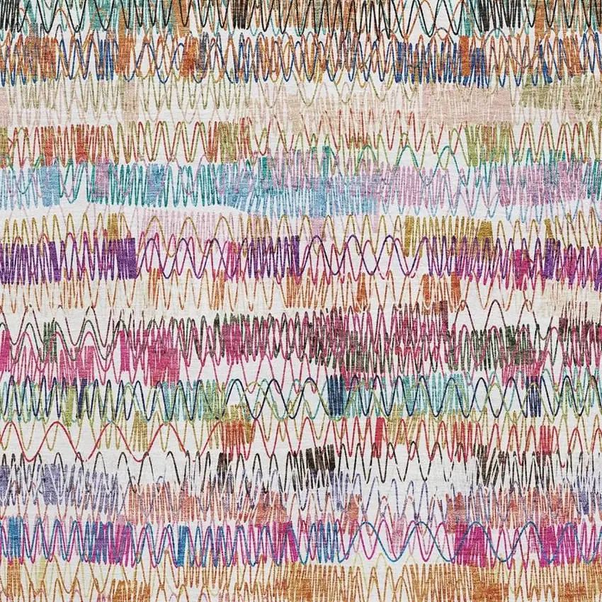 Green Purple And Orange Striped Washable Area Rug With UV Protection Photo 3