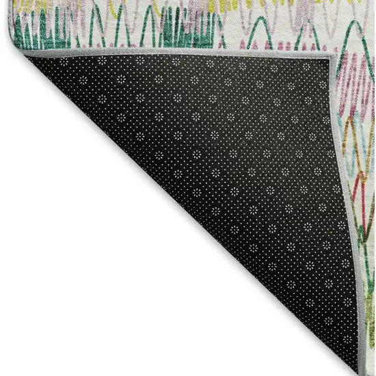 Green Purple And Orange Striped Washable Area Rug With UV Protection Photo 7