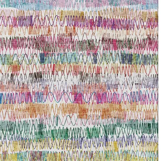 Green Purple And Orange Striped Washable Area Rug With UV Protection Photo 3