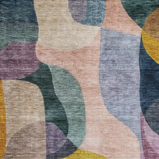 Green Purple And Pink Abstract Washable Indoor Outdoor Area Rug Photo 6