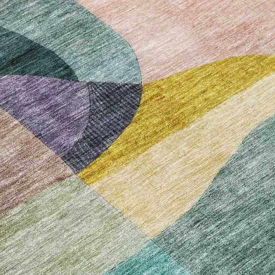 Green Purple And Pink Abstract Washable Indoor Outdoor Area Rug Photo 5
