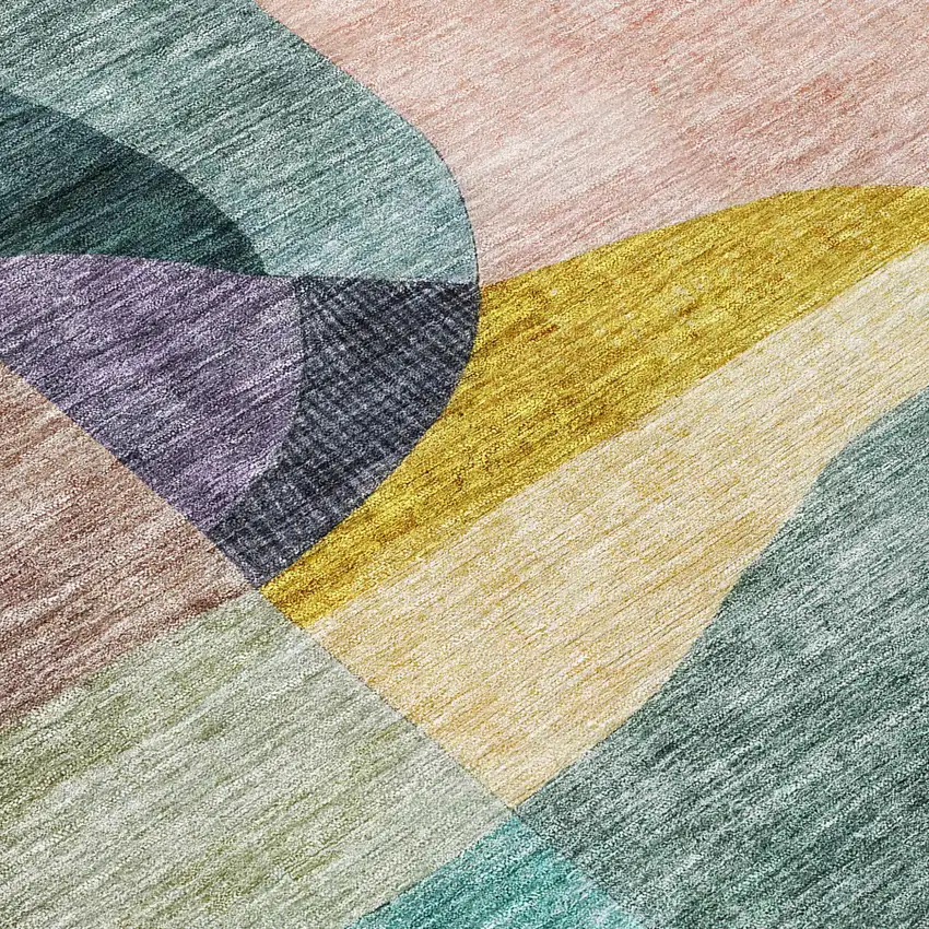 Green Purple And Pink Abstract Washable Indoor Outdoor Area Rug Photo 5