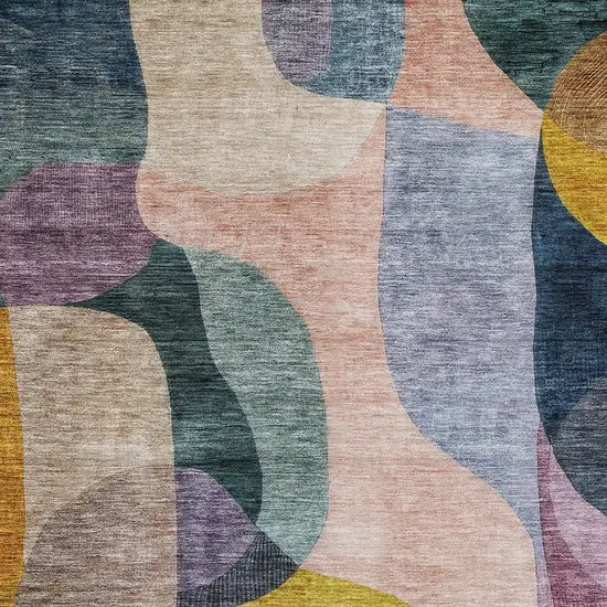 Green Purple And Pink Abstract Washable Indoor Outdoor Area Rug Photo 6