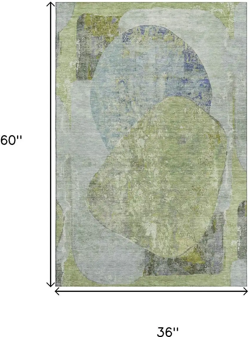 Green Purple And Silver Abstract Washable Area Rug With UV Protection Photo 9