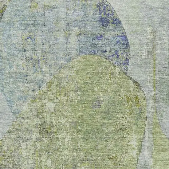 Green Purple And Silver Abstract Washable Area Rug With UV Protection Photo 2