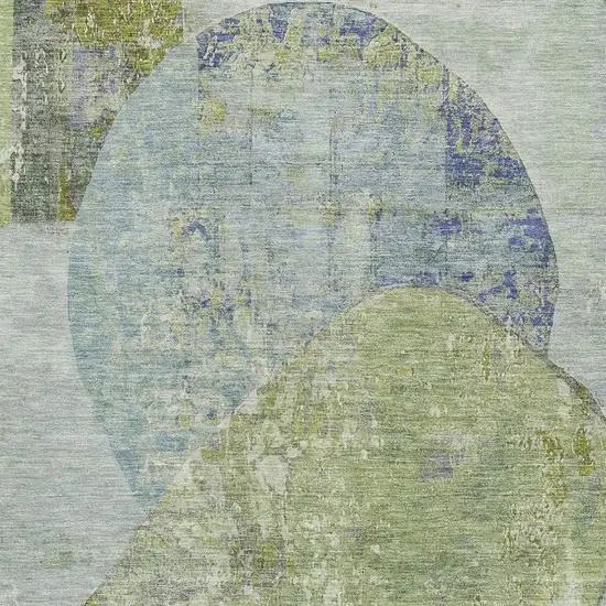 Green Purple And Silver Abstract Washable Area Rug With UV Protection Photo 2