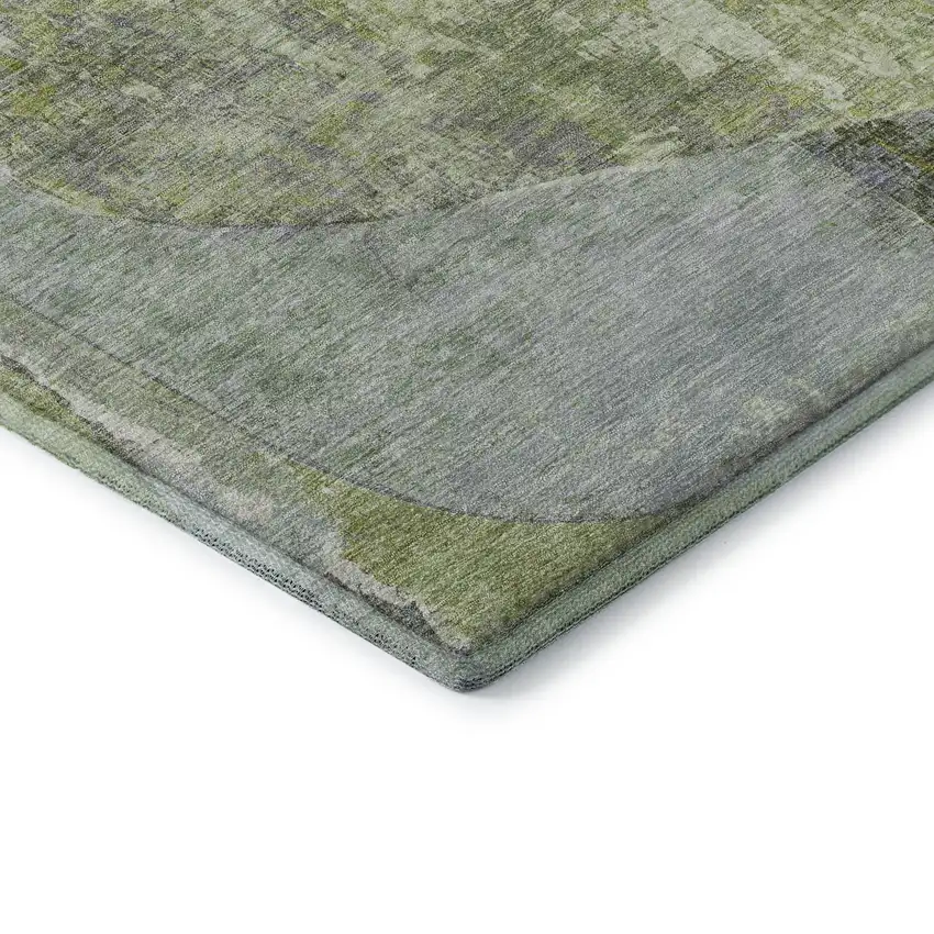 Green Purple And Silver Abstract Washable Area Rug With UV Protection Photo 6
