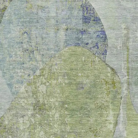 Green Purple And Silver Abstract Washable Area Rug With UV Protection Photo 2