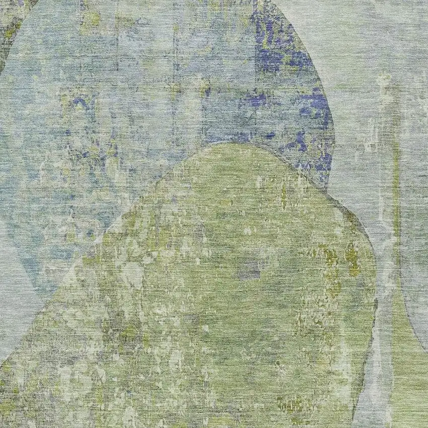 Green Purple And Silver Abstract Washable Area Rug With UV Protection Photo 2