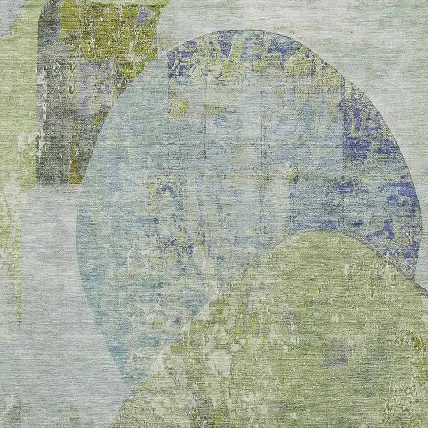 Green Purple And Silver Abstract Washable Area Rug With UV Protection Photo 2