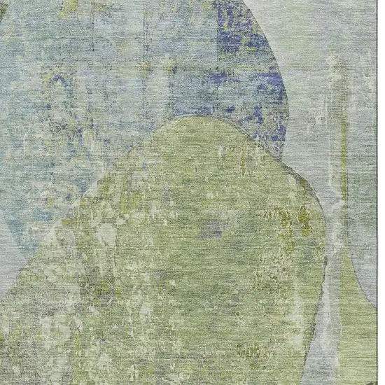 Green Purple And Silver Abstract Washable Area Rug With UV Protection Photo 2