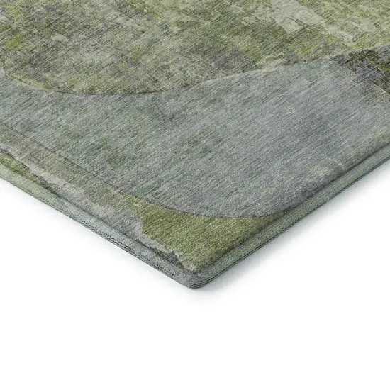 Green Purple And Silver Abstract Washable Area Rug With UV Protection Photo 6