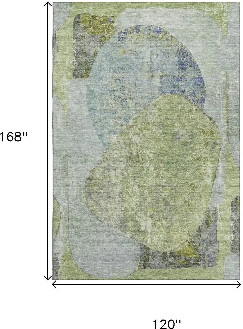 Green Purple And Silver Abstract Washable Area Rug With UV Protection Photo 9