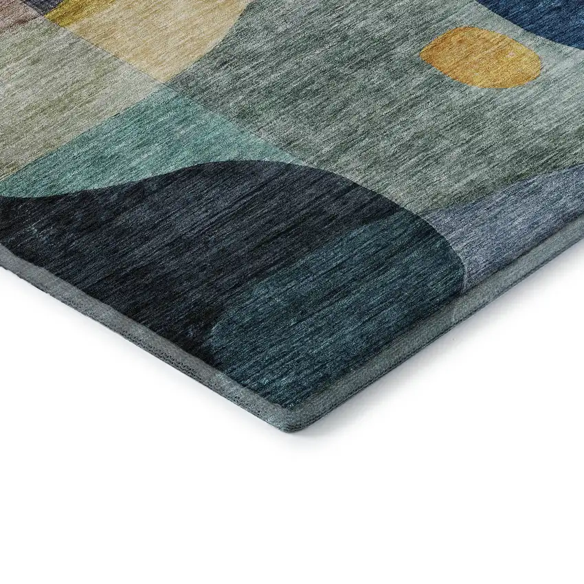 Green Purple Gold And Teal Abstract Geometric Washable Area Rug With UV Protection Photo 7