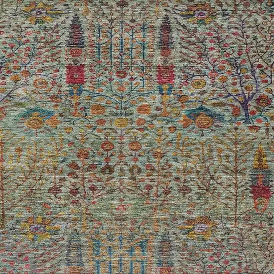 Green Red And Navy Blue Floral Washable Indoor Outdoor Area Rug Photo 4