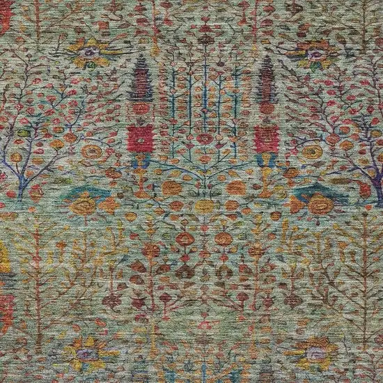 Green Red And Navy Blue Floral Washable Indoor Outdoor Area Rug Photo 3