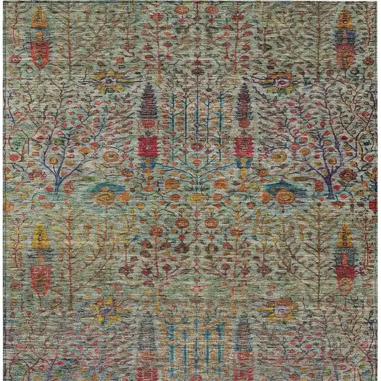 Green Red And Navy Blue Floral Washable Indoor Outdoor Area Rug Photo 8