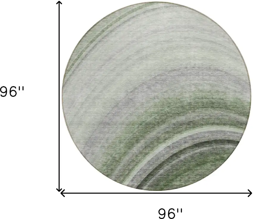 Green Round Abstract Washable Non Skid Indoor Outdoor Area Rug Photo 3