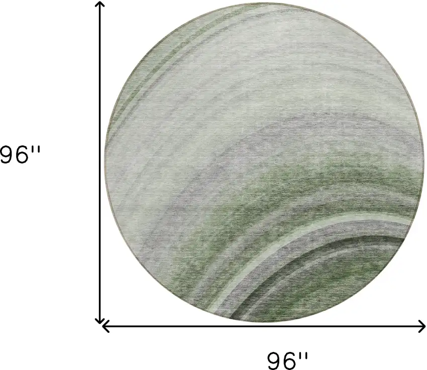 Green Round Abstract Washable Non Skid Indoor Outdoor Area Rug Photo 3