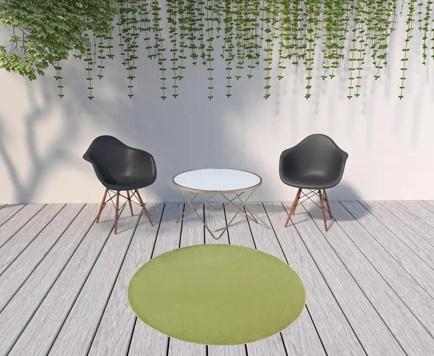 Green Round Non Skid Indoor Outdoor Area Rug Photo 2