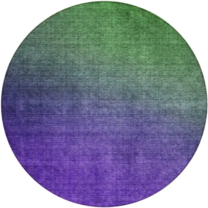 Green Round Ombre Washable Non Skid Indoor Outdoor Area Rug Photo 2